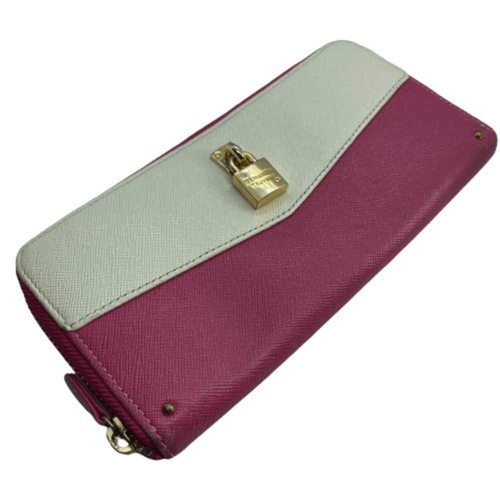 Authentic Samantha Thavasa Pink & White Zip Around Long Wallet